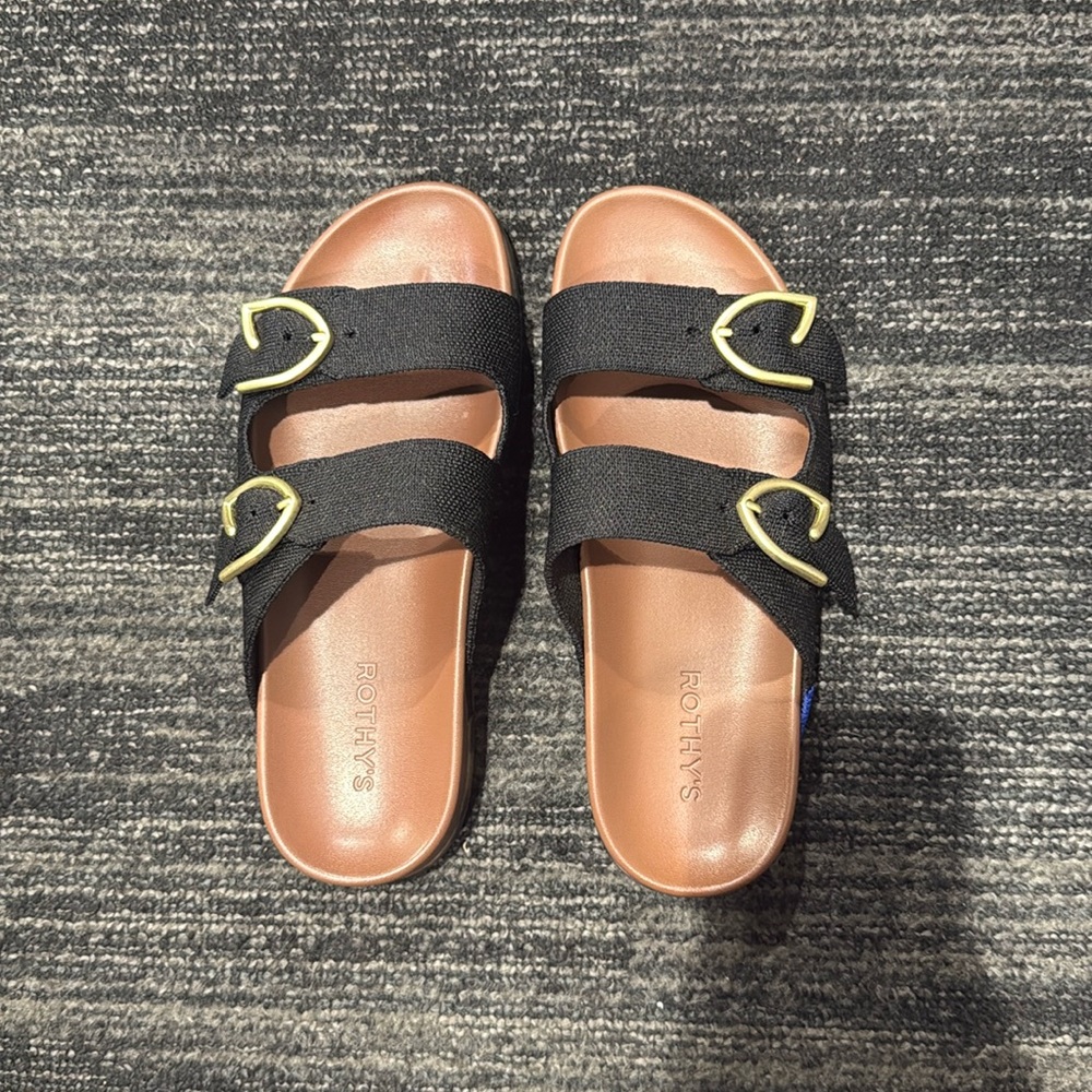 Rothy’s The Buckle Slides, Black, Size 7